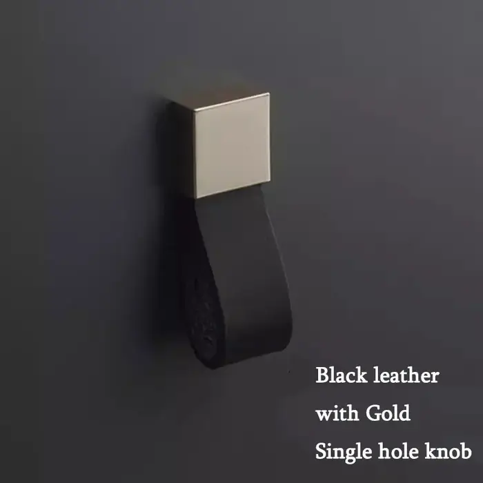 Armoire de cuisine en cuir de vachette noir marron Foy, poignées de meuble, armoire moderne, nervure