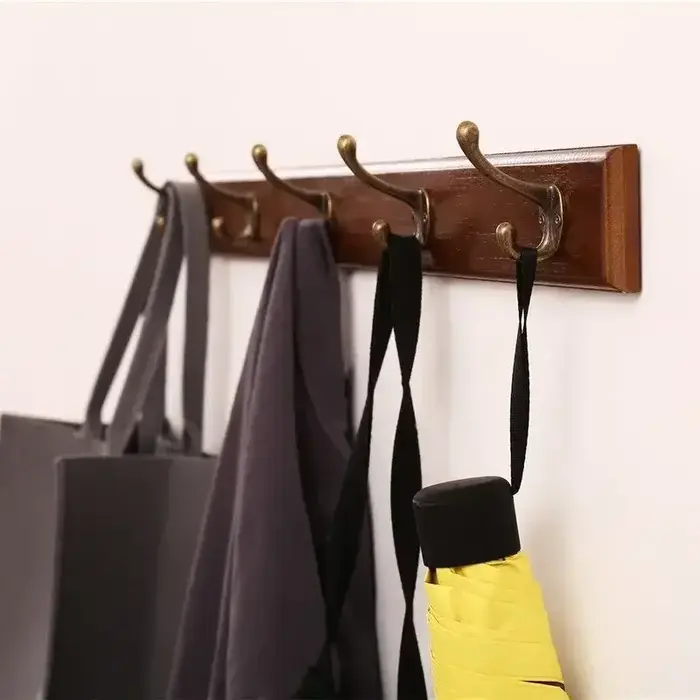 Porte-manteau mural en bois massif avec crochets, gain de place, organisateur de placard pour chapea