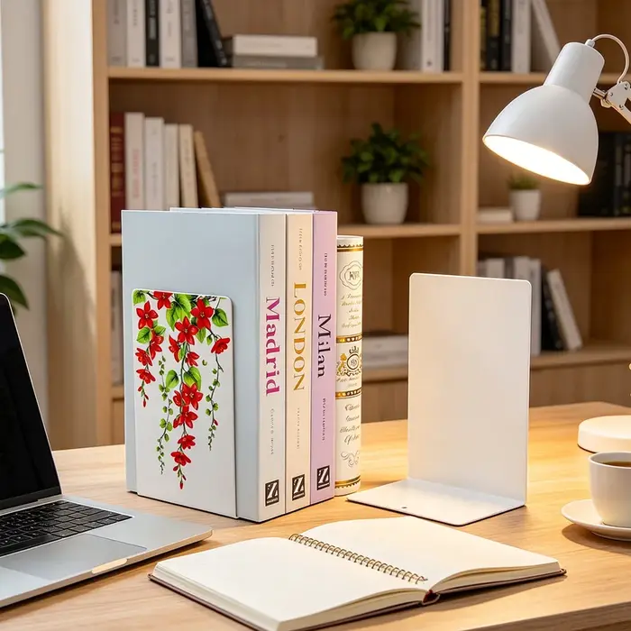 Porte-livres décoratifs en métal floral