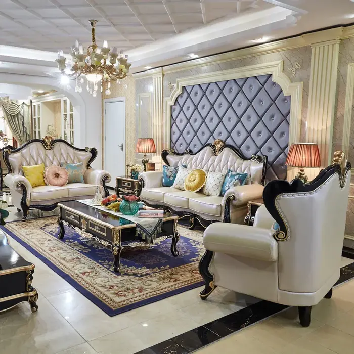 Sectionnel luxe salon canapé en cuir véritable moderne relaxant