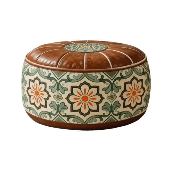 Housse de pouf de canapé de style bohème en cuir PU, pouf de rangement non rembourré, pliable, grande capacité, sac de rangement pour vêtements, chambre à coucher