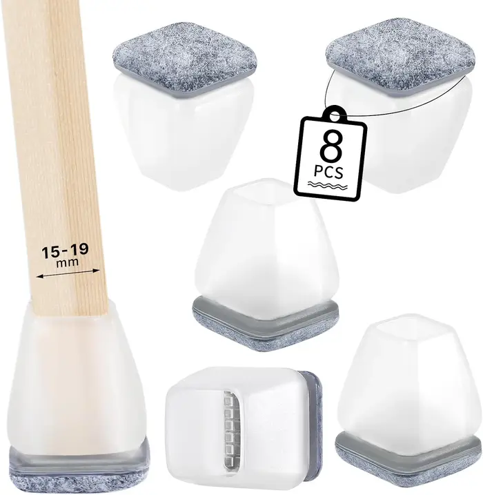 Protecteur de pieds de chaise gris, 8 pièces, couvre-pieds Diagonal gris avec coussinets en feutre é