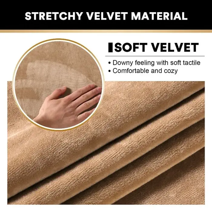 Housse d'accoudoir élastique extensible en velours de luxe