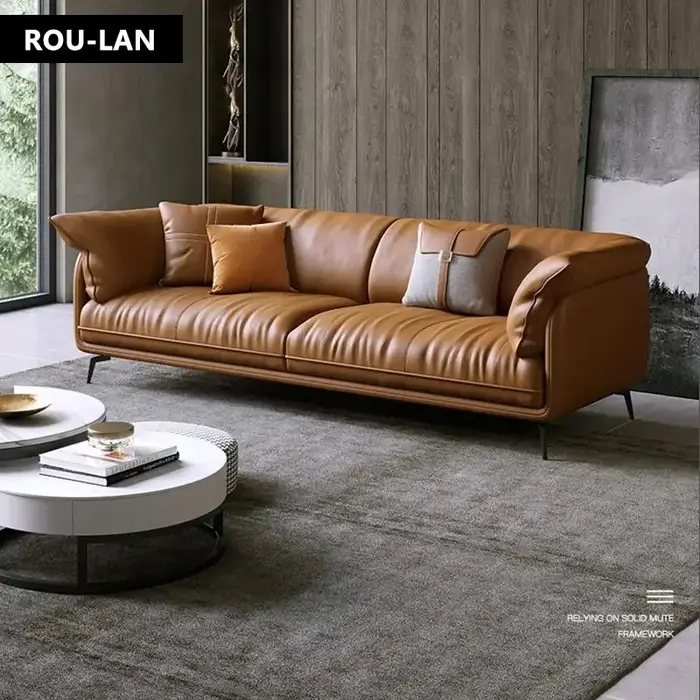 Canapé en cuir de salon minimaliste moderne