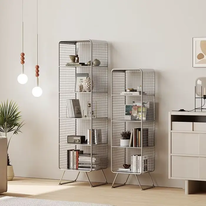 Bibliothèque de style nordique, étagère de rangement en métal à plusieurs niveaux, gain de place, or