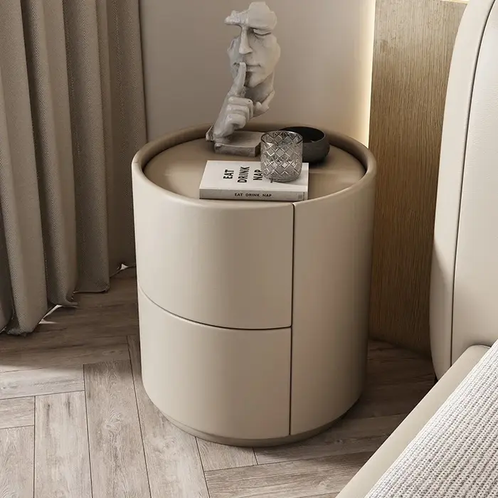 Meuble d'appoint pour canapé, table de chevet ronde créative en bois massif, nouvelle petite armoire