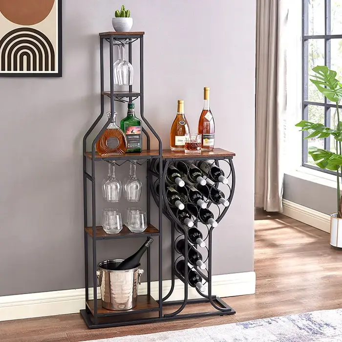 Boulangers à vin 11 bouteilles T1, vin autoportant à 5 niveaux T1 avec porte-verre à vin et étagères