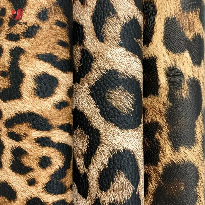 Tissu en similicuir PU motif léopard pour couture