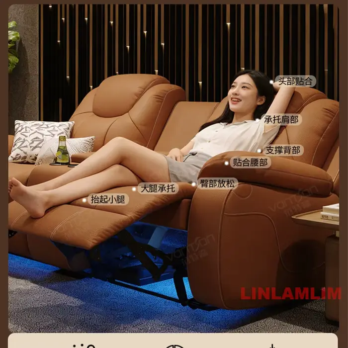 Fauteuils de cinéma maison électriques avec porte-gobelets et console d'accoudoir