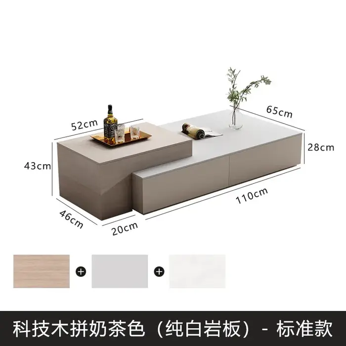 Tables basses relevables pour salon, design moderne, tables basses rectangulaires blanches, rangemen