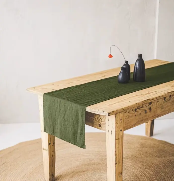 Chemin de Table en Lin Français 100% Pierre à Laver