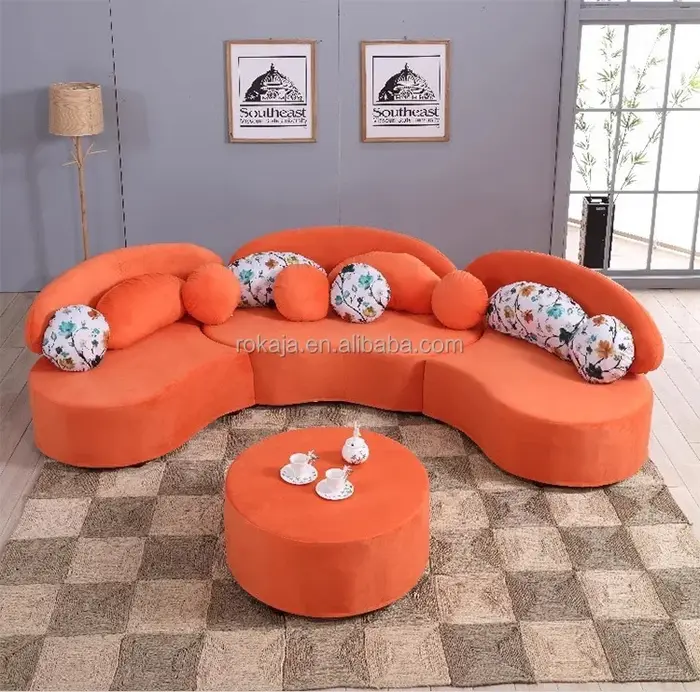 Canapé en tissu velours semi-circulaire