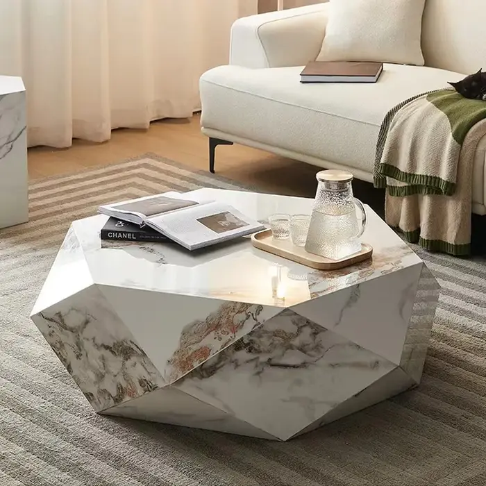 Meubles de salon Table basse en marbre moderne de luxe léger Table à thé pour salon