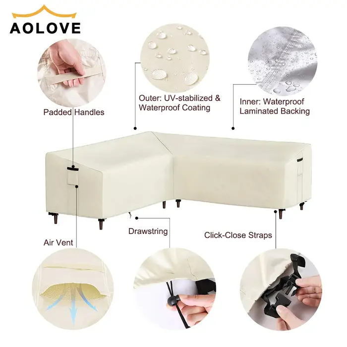 Housse de protection pour canapé d'angle en rotin