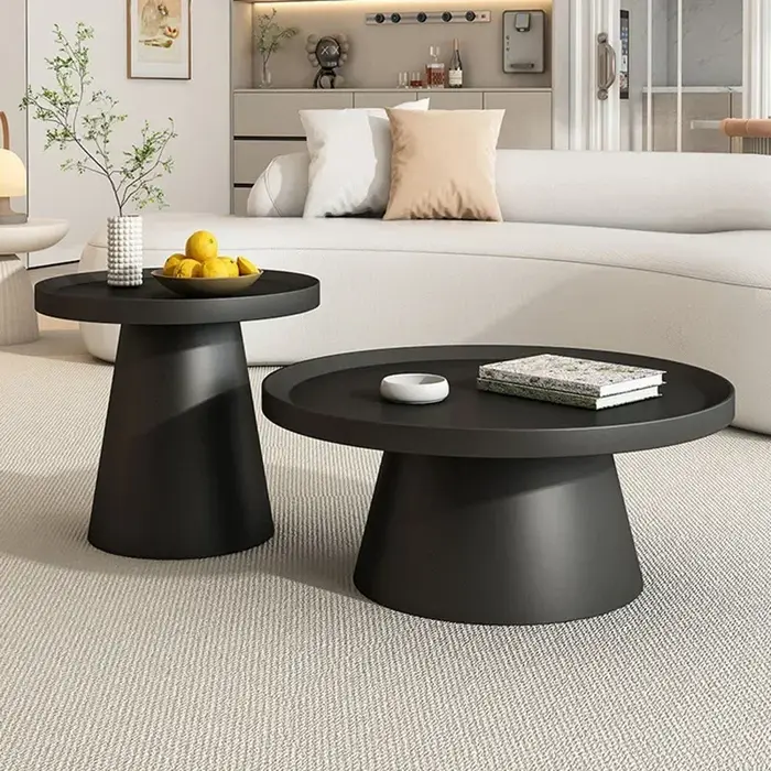 Plateau esthétique Tables basses ornements noirs Table basse réglable Simple ronde minimaliste Mesa Centro Salon meubles de maison
