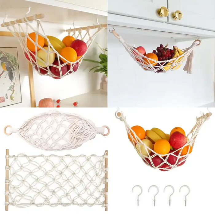 Sous-meuble hamac à fruits Boho tissé suspendu