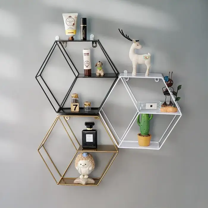 Étagère de salon en fer, sans perçage, décoration de chambre à coucher, bibliothèque de rangement cr