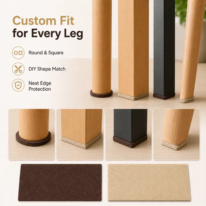 Feutre protecteur personnalisable pour pieds de meubles, feuilles de feutre à découper soi-même pour protéger les sols des chaises et des tables, marron beige