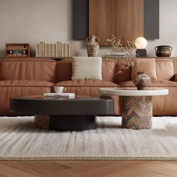 Table basse en bois massif avec rangement