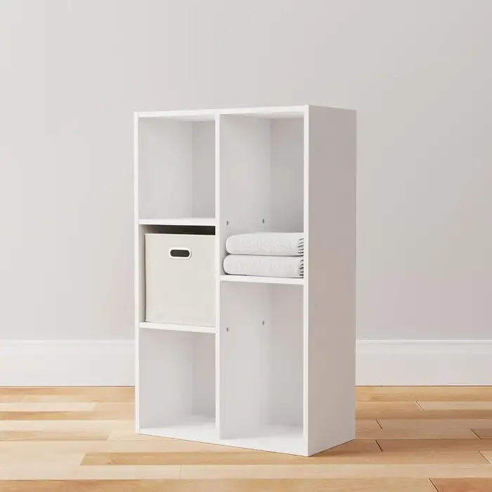 Bibliothèque de rangement à 5 cubes, étagères blanches robustes pour livres et objets de collection,