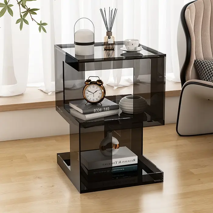 Table d'appoint de canapé en acrylique minimaliste, organisateur d'angle créatif, support de rangeme