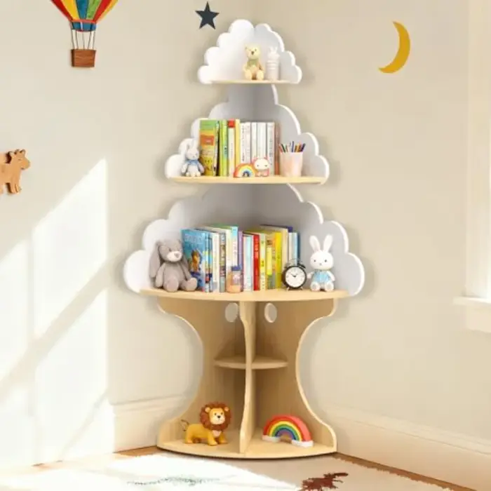 Bibliothèque pour nuage, bibliothèque d'angle Montessori peu encombrante pour tout-petits, pour cham
