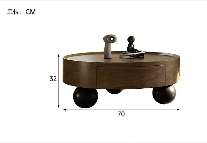 Table basse ronde de style médiéval, combinaison de tables basses pour salon, mobilier de maison hau
