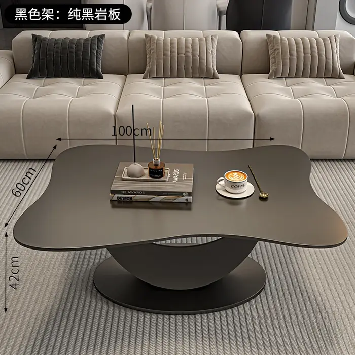 Table basse italienne simple au design esthétique tendance, table basse éclaireciste de luxe neutre,