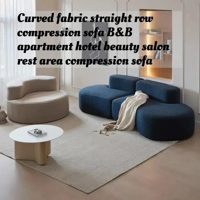 Canapé modulaire rectangulaire incurvé en tissu compressé