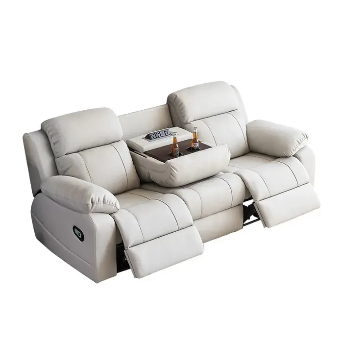 Ensemble de canapé inclinable électrique moderne en cuir PU avec cadre en bois, meubles fonctionnels
