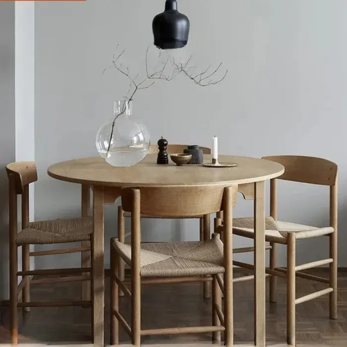 Chaise de Salle à Manger en Bois Massif, Siège Tissé en Corde, Décontracté, Style Japonais, Danois, 