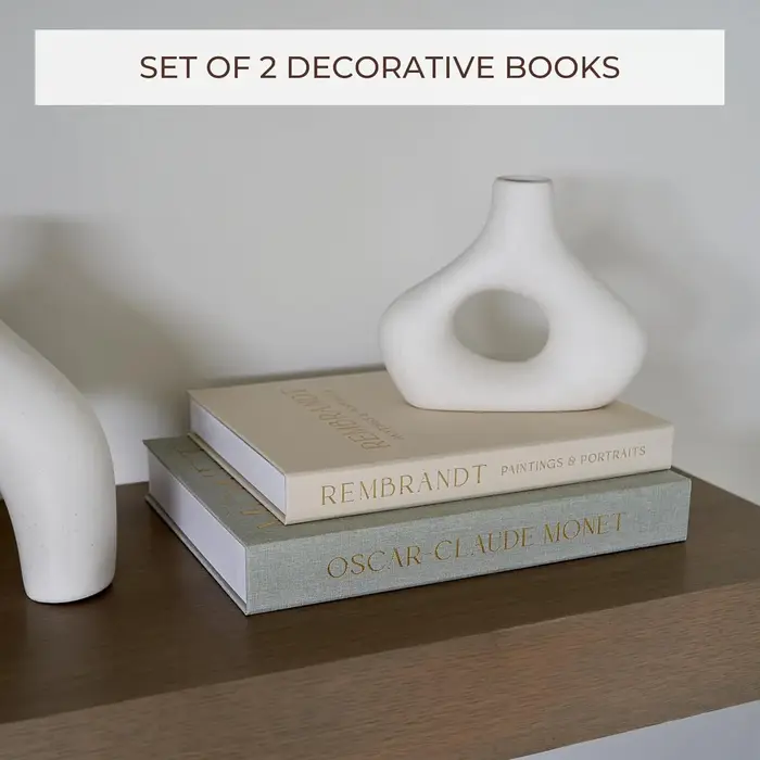 2 faux livres en lin, décoration pour table basse
