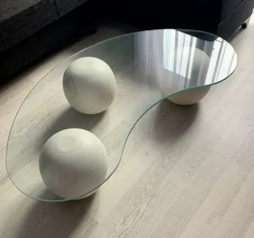 Table basse ronde en verre trempé de Style crème, créative et Simple, pour salon, nouvelle collectio