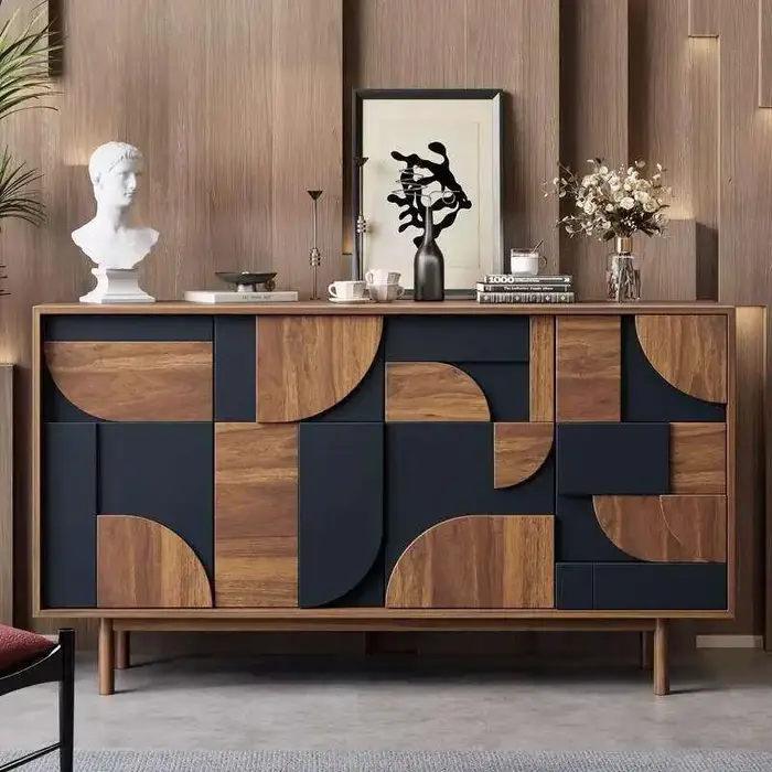 Meubles de salon de luxe noirs avec rangements, armoires murales d'angle pour salon, meubles de mais