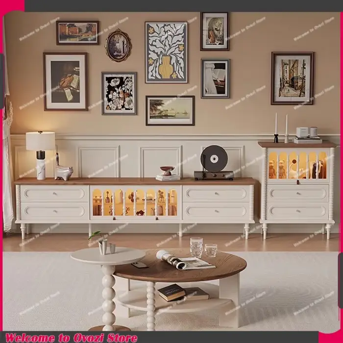 Meuble TV vertical haut moderne et minimaliste avec tiroirs