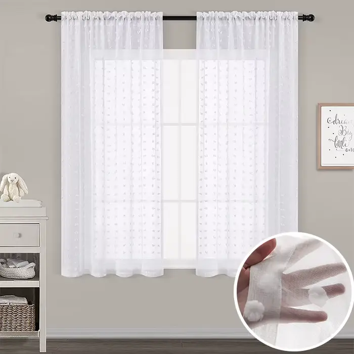 Rideaux courts blancs de style mignon pour salon, chambre, fenêtre, cuisine, salle de bain, camping-