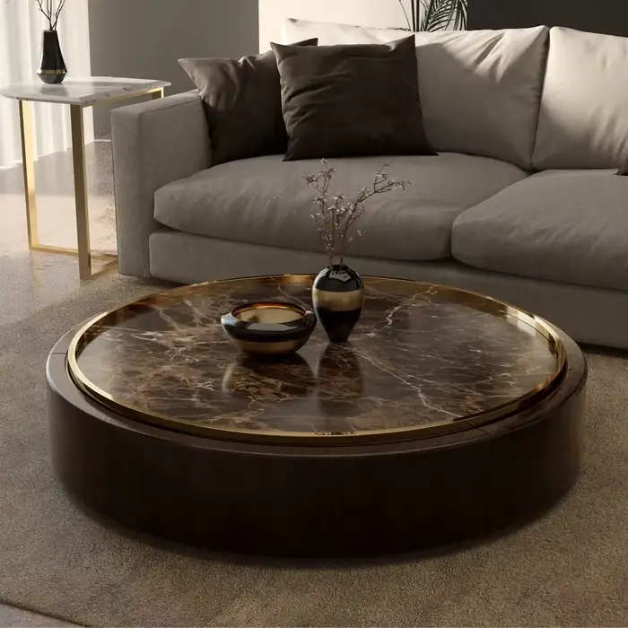 Nouveau Villa ameublement intérieur salon Table ensemble moderne marron marbre basse Table basse