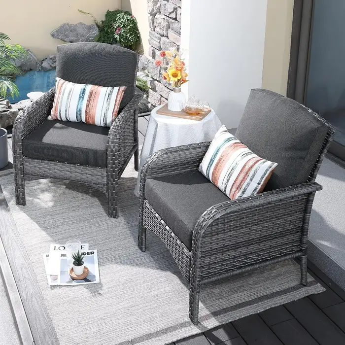Ensemble de meubles de patio 2 pièces, canapé d'extérieur en osier avec chaises, chaise en rotin à d