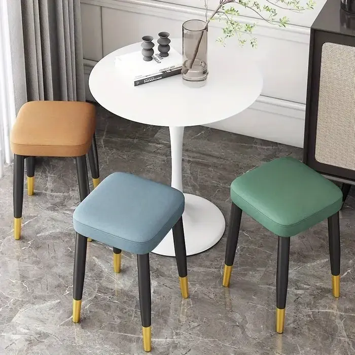 Tabouret rembourré moderne pour salle à manger, salon, chambre à coucher et bureau |   avec couvre-p