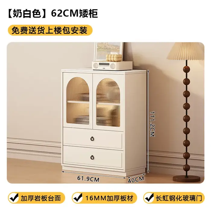Meuble TV en bois massif blanc, style crème moderne et luxueux, centre de divertissement avec rangem