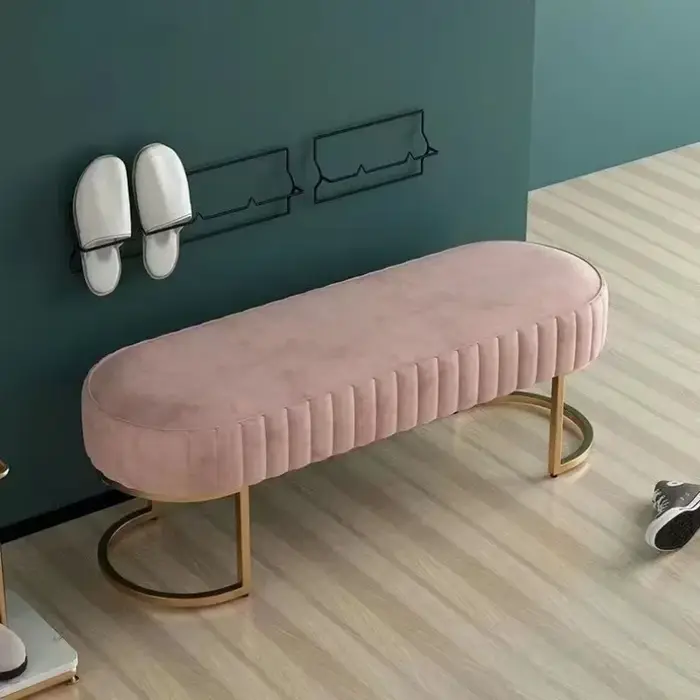 Banc de canapé Long ottomans, banc à langer en tissu nordique, chaise de salle d'essayage de couloir