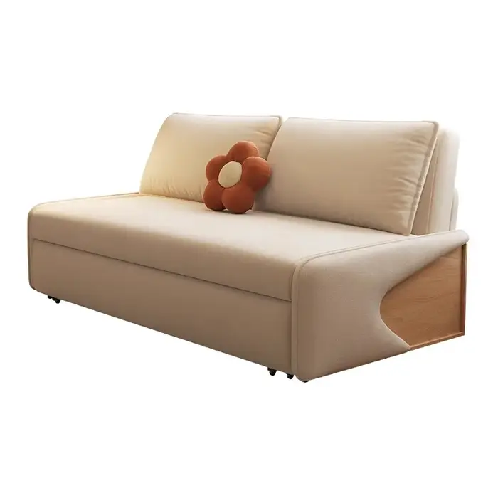 Canapé-lit moderne simple en bois massif pliable pour s'asseoir et couché