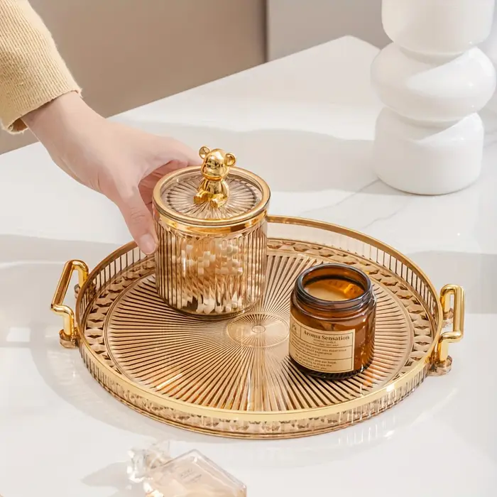 Plateau de rangement rond à Double oreille 1 pièce – Accent décoratif pour table basse