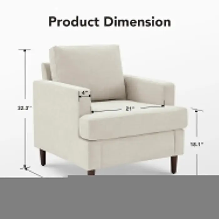 Fauteuil d'appoint de style mid-century, fauteuil moderne en tissu de lin pour salon, fauteuils d'ap