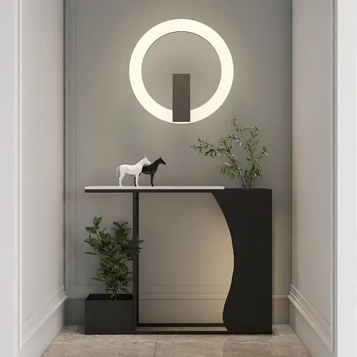 Table Console étroite en or noir
