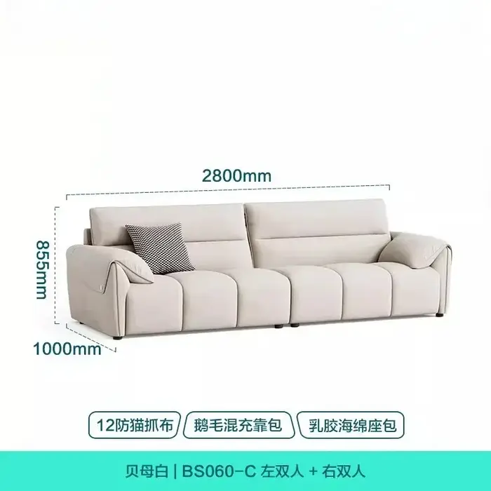 Canapé d'angle moderne de luxe en tissu anti-griffures pour chat, couleur crème, pour salon et mobil