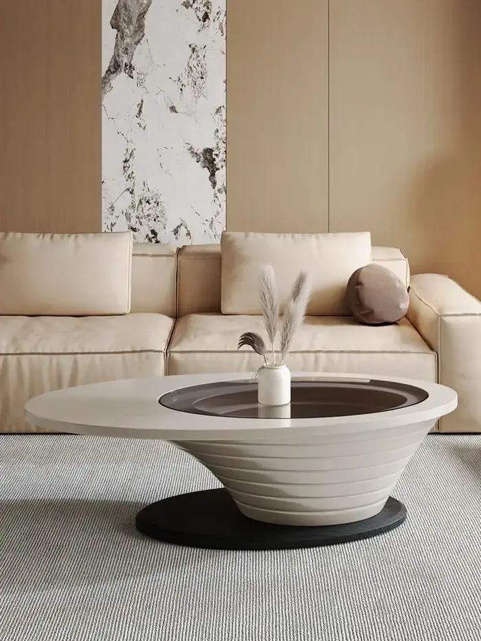 Table basse de salon célèbre sur Internet, nouvelle Table à thé ovale en verre minimaliste et Simple