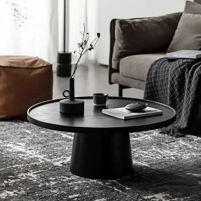 Table basse ronde en bois massif