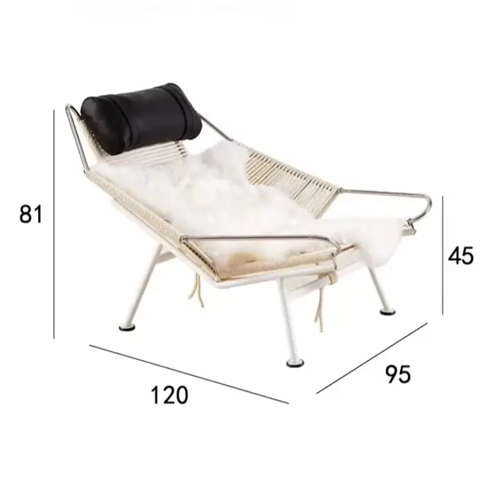 Fauteuil de salon design nordique en laine tricotée