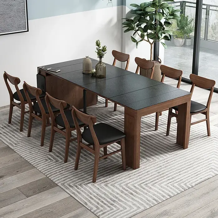 Petite Table à manger pliante en ardoise nordique, chaise à manger rétractable pour petit appartemen